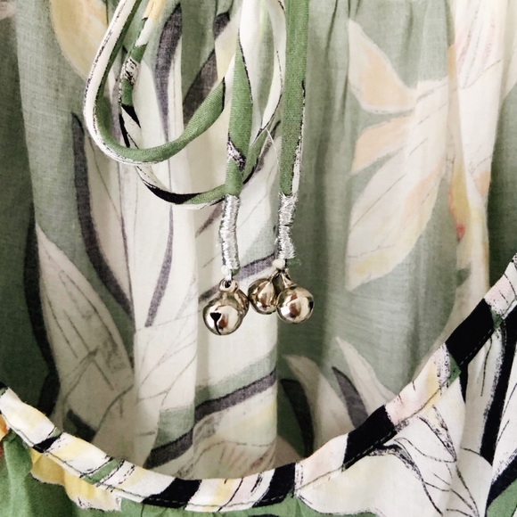 MINKPINK Shady Fronds Green Leaf Print Top XS - Picture 5 of 6